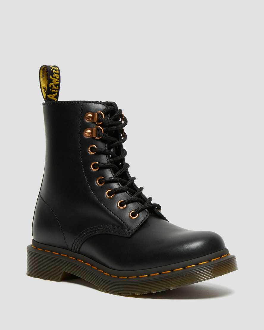 Dr. Martens 1460 Pascal Rose Gold Hardware Lær Snørestøvler Dame Svart [8190VNSHU]